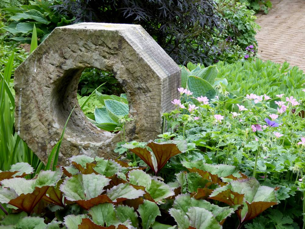 Another section of the chimneys of Stockbriggs House  as a feature in the flower beds in the walled garden